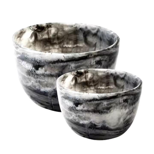 Bol en résine fait main effet marbre, best-seller, articles de décoration intérieure haut de gamme avec craie, 1 bol en résine Med Earth - Product Image 4