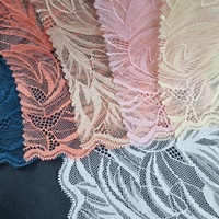 Tissu en dentelle extensible léger à motif de feuilles, 17,5 cm, nylon et élasthanne, bord festonné, vêtements, sous-vêtements, robe, qualité coréenne supérieure
