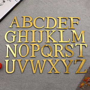Autocollants en lettres acryliques miroir dorés personnalisés, autocollants muraux en alphabet 3D autocollants pour la décoration de la maison et des mariages - Product Image 2
