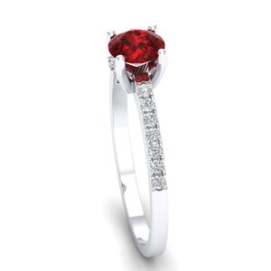Anillo de Diamantes con Certificado IGI de Oro Blanco Sólido de 14K, Corte Brillante Redondo, 0.66 Quilates, Anillos con Gemas de Granate, Precio al por Mayor REYES - Product Image 3
