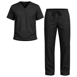 Conjunto de Uniforme Médico Unisex Harry Johnson al por Mayor, Negro, Cuello en V, Algodón y Poliéster, Pantalones con Cordón, Bolsillos en el Pecho - Product Image 3