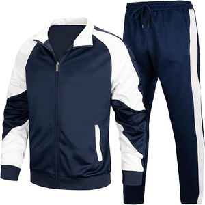 Men's Green White Color Blocking Tracksuit Full Zip <b>Jacket</b> With Side Pockets And Matching Pants Sporty Autumn Wear Regular Fit - Product Image 3