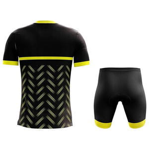 Sublimation Blank Cycling Uniform Full Zip Short Sleeve Biking Kit Modern <b>Athletic</b> Fit Cycling Uniform Yellow and Blue Team - Product Image 2