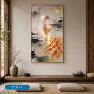 Peinture décorative murale moderne en acrylique fluide abstrait de luxe HALO, faite à la main, avec feuille d'or brillante, pour salon PCB-1 - Product Image 4