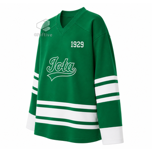 Camiseta de Hockey sobre Hielo de la Hermandad Iota Phi Lambda, Verde y Blanca, de Malla de Poliéster, Absorbente de Humedad, para Deportistas - Product Image 2