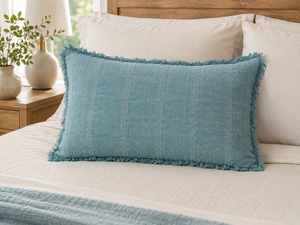 Premium Chenille Yarn Dyed Cushion Cover | Luxury Textured Decorative Throw <b>Pillow</b> Cover with Fringe for <b>Sofa</b>, Bed - Product Image 4
