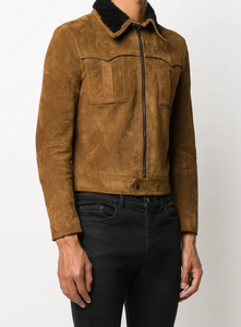 Veste en cuir véritable pour homme de qualité supérieure pour l'automne et l'hiver, style streetwear uni teint - Product Image 4