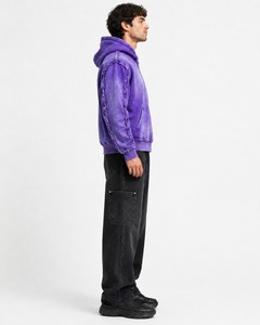 Sweat à capuche pour homme en coton 100% tricoté, avec logo personnalisé, effet délavé, haute qualité, style tendance, vente directe d'usine - Product Image 5