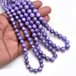 แฮนด์เมด16นิ้วมูนสโตนธรรมชาติสีม่วงลูกปัดเหลี่ยมเพชรพลอย - Product Image 2