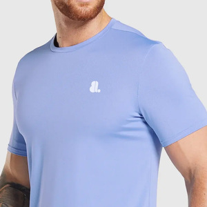 T-shirt à manches courtes bleu clair pour homme, col rond, tissu respirant en coton/bambou, style décontracté, couleur unie, séchage rapide, grande taille - Product Image 4