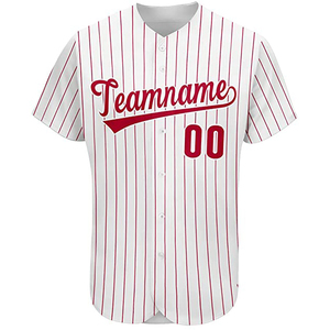 Camiseta de Béisbol Personalizada para Hombre, Manga Corta, Rayada, con Botones, Uniforme con Nombre del Equipo 00, Impresión Sublimada, Poliéster Transpirable - Product Image 3