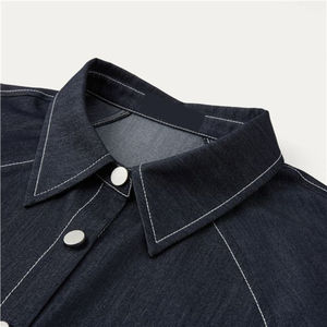 Camisa de Mezclilla de Algodón Vintage de Manga Larga para Mujer, de Secado Rápido y Transpirable, Informal para Verano, con Logotipo Personalizado, Servicio ODM, Invierno - Product Image 4