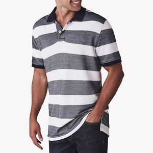 Camisas de hombre de punto 100% algodón OEM/ODM, logotipo bordado personalizado, transpirables, de alta calidad, de color sólido, manga corta, tipo polo. - Product Image 1