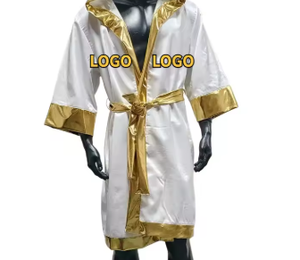 HAWK SPORTS INDUSTRIES HW-BR-001 Robe de boxe à capuche en satin, robe d'entraînement confortable, durable, respirante en polyester, MMA Muay Thai - Product Image 5