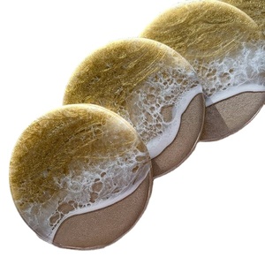 Ensemble de sous-verres en bois de résine époxy Cadeau de pendaison de crémaillère pour nouvelle maison Sous-verres de bar de style moderne créatif Produits de Offre Spéciale - Product Image 5