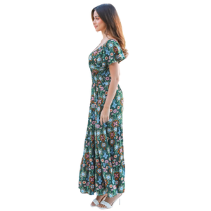 Robe longue décontractée à imprimé floral pour femme, avec découpes, idéale pour l'été - Product Image 2