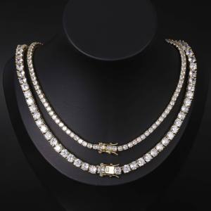 Collares de Diamantes con Incrustaciones de Oro y Plata Estilo Hip Hop para Mujer y Cadenas Cubanas - Product Image 1