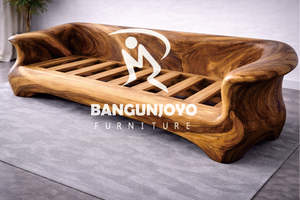 Canapé et décoration murale en bois massif à bord naturel Dunecrest, tendance salon 2026 - Product Image 3