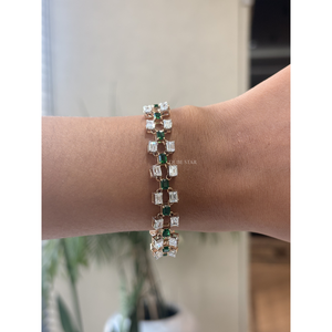 กำไลข้อมือเพชรแล็บโกรว์ทอง 14KT พร้อมมรกต 7.00 กะรัต ดีไซน์เรขาคณิต หรูหรา ระดับไฮเอนด์ สำหรับผู้หญิง ขายส่ง - Product Image 1