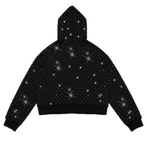 Sudadera con capucha para hombre Y2K con cremallera de cuarto, con pedrería en toda la prenda, oversize, estilo streetwear, con cristales, diseño de logotipo personalizado disponible - Product Image 2