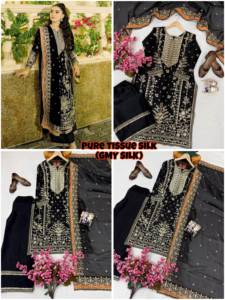 Black Cotton Embroidered Salwar Kameez Set <b>Women</b> <b>Kurti</b> Palazzo Dupatta Traditional Wedding Party Outfit Quick Dry India Pakistan - Product Image 6