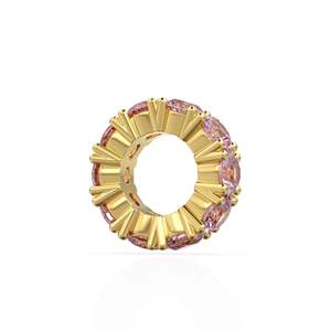 Breloque ronde en or italien 14 carats avec tourmaline, Breloque roue en tourmaline rose, Support de breloque rond, Pierre précieuse ronde Eternity Octobre - Product Image 6