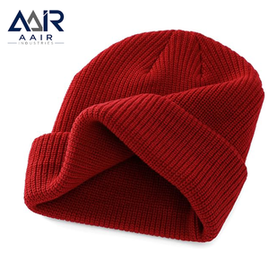 Bonnet en tricot acrylique bleu avec revers côtelé, chapeau d'hiver, logo personnalisé, casquette décontractée pour l'extérieur - Product Image 2