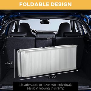 Rampa Pieghevole Portatile in Alluminio Argento da 1,8 m per Sedia a Rotelle, Facile Accesso per Scale e Porte - Product Image 6