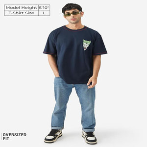 Camiseta de calle de poliéster 100% de peso pesado personalizada de gran tamaño suelta de manga corta cuello redondo sólido Hip Hop estampado 3D de secado rápido - Product Image 2