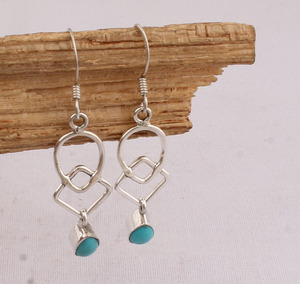 Wholesale 925 Sterling <b>Silver</b> Turquoise <b>Earrings</b> Natural Gemstone <b>Drop</b> <b>Earring</b> for Women Artisan Handmade Jewelry Supplier - Product Image 5