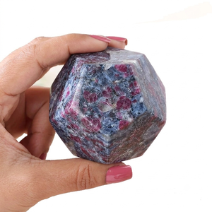 Piedra de Cianita Rubí Natural en Forma de Dodecaedro, Cristal Geométrico, Ágata, Gema Curativa, Venta al Por Mayor - Product Image 4