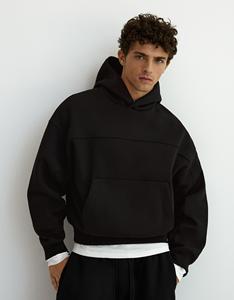Sudadera con Capucha Extra Grande para Hombre, Negra, de Algodón, Felpa Francesa, Secado Rápido, Informal, para Otoño, con Bolsillo Delantero y Manga Regular - Product Image 1