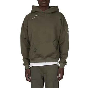 Sweat à capuche oversize pour homme, effet vieilli, style streetwear vintage, en molleton de coton, fournisseur en gros - Product Image 1