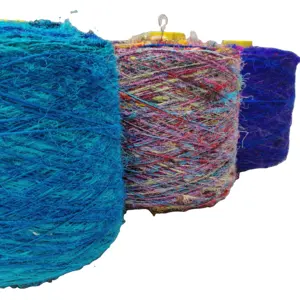 RECYCLE Sari SILK YARN handmade himalaya Silk Yarn eco friendly sustainable yarn for knitting crochet art and craft