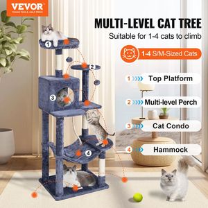56.2 \ "Dark Grey Gat Tower con condominio per gatti e Sisal Scratching Post gatto albero per divertimento felino - Product Image 2