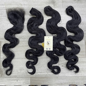 Wholesale <b>Bleached</b> Knots Raw Vietnamese Human Hair Natural Body Wave Bundles Double Drawn Machine Weft Extensions - Product Image 6
