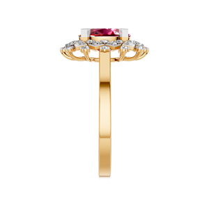 Bague Halo Classique Élégante en Or Massif 14K 18K Pierre Précieuse Rubis Naturelle Certifiée IGI Coupe Ovale pour Mariages Fêtes Bagues Fines - Product Image 2