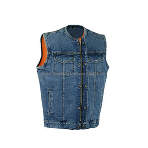 Servicio de Fabricación Profesional Personalizado, Chaleco Vaquero Desgastado de Alta Calidad y Estilo, Cuello Alto, Algodón, Resistente al Viento - Product Image 3