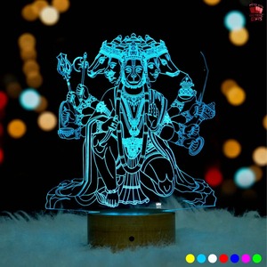 Lampe LED 3D Illusion Panchmukhi Hanuman de Qualité Export, Veilleuse en Acrylique, Décoration Spirituelle pour la Maison, Lampe de Table pour Temple et Salle de Pooja - Product Image 5