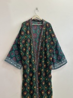 Robe kimono longue brodée à la main, style bohème, cadeau pour demoiselle d'honneur, vêtement de plage pour femme