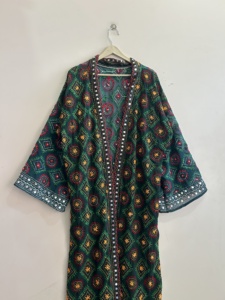 Hand Embroidered Long Boho Kimono Robe <b>Bridesmaid</b> Gift Women <b>Cover</b> <b>Up</b> - Product Image 4