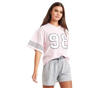 Vente en gros 100% maillot de football américain en polyester pour femmes Logo personnalisé col en V manches courtes numéro imprimé haut pour vêtements d'équipe - Product Image 2