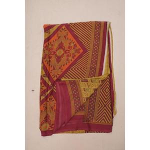 Vintage Indian Poly Silk Saree Printed Fabric Dress Making Material Sewing Craft Textile - Product Image 3