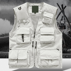 Unisex Mesh Breathable Fishing <b>Vest</b> <b>White</b> Color Multi Pockets Photography Travel Waistcoat Jacket For Adults And Youth - Product Image 3