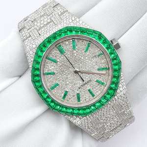 Reloj de Lujo para Hombre BOJ A.P.57, Nuevo, con Esfera Analógica Verde, Movimiento de Cuarzo, Diamantes VVS y Moissanita, Cristal, Correa de 41 mm, Precio Bajo - Product Image 2