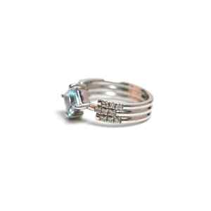 Anillo de Topacio Azul Natural con Corte Princesa, Plata de Ley, Elegante y Lujoso, Regalo de Aniversario de Bodas para Mujer - Product Image 6