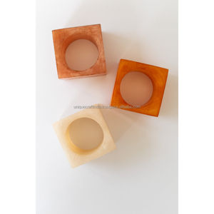 Round <b>Wood</b> Eco-friendly Durable Napkin Rings Set | Modern Marbled Table <b>Decor</b> - Product Image 1