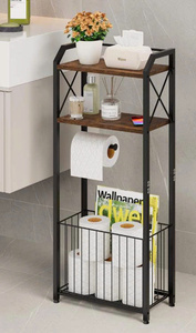 Étagère murale à double niveau en acier inoxydable, style industriel moderne, gain de place, organisateur de rangement pour salle de bain - Product Image 2