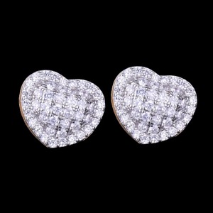 1.50 Carat Natural Stone Heart-Cut Channel Set <b>Stud</b> Earrings Freshwater Pearl 18K Yellow Gold Plated Luxury Jewelry (IGI - Product Image 3