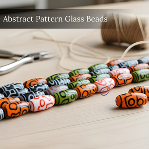 Perles ovales multicolores vibrantes en verre soufflé et tubes de verre |   Collier de bijoux DIY avec motif tribal brillant 12x28mm, fournitures créatives pour l'artisanat - Product Image 3